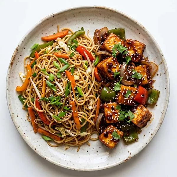 Honey Chili Paneer with Veg Hakka Noodles